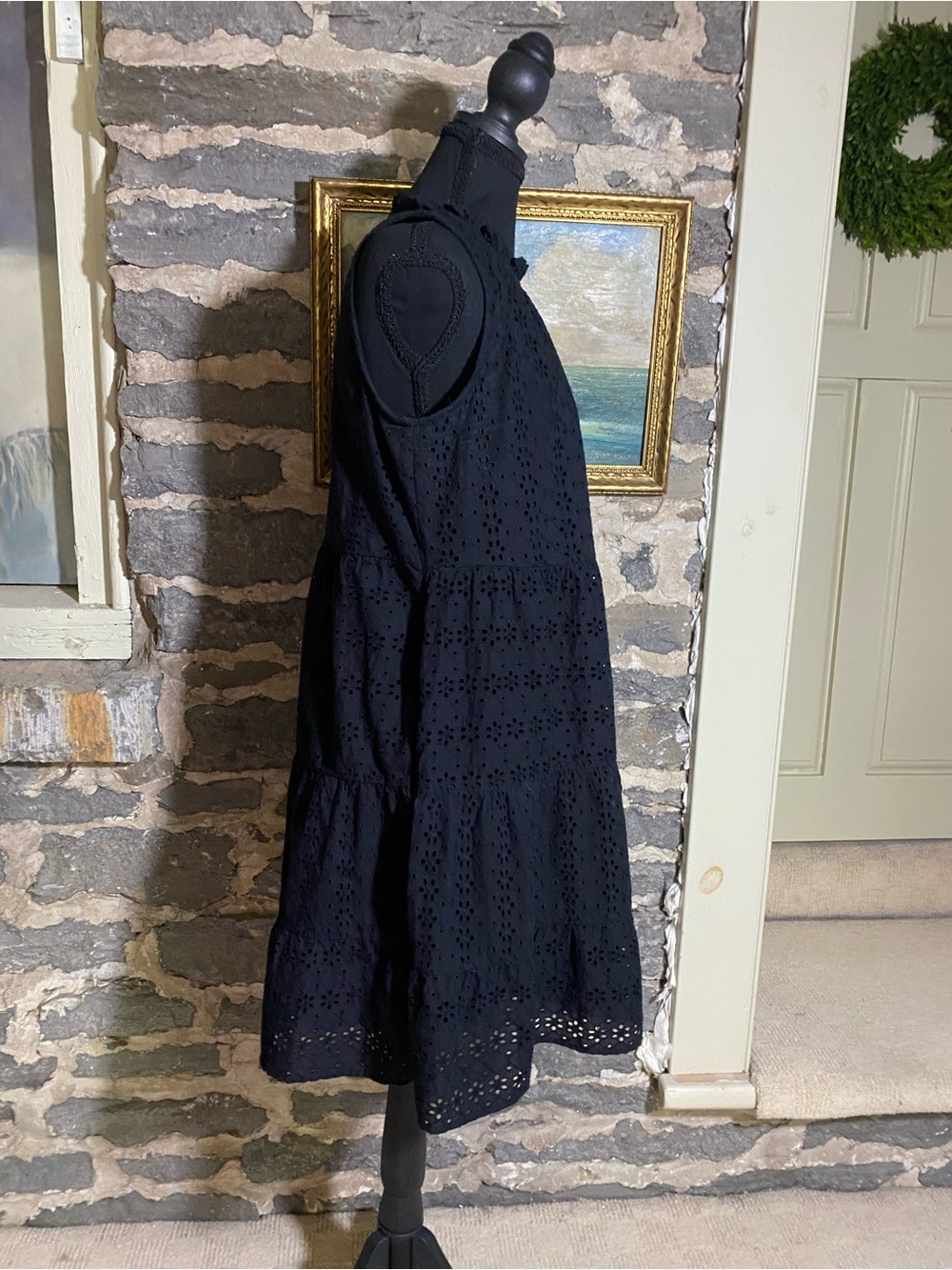 LOFT sleeveless sundress Black Eyelet Tiered with ruffle details - Picture 4 of 13